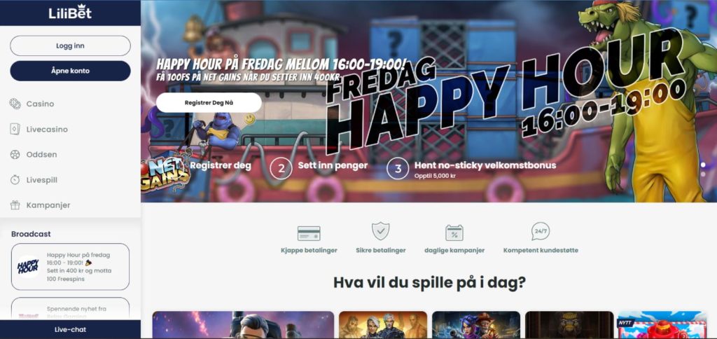 Lilibet Casino homepage Norway
